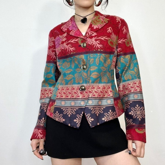 90's Y2K Multi-Colored Striped Blazer - Picture 5 of 15